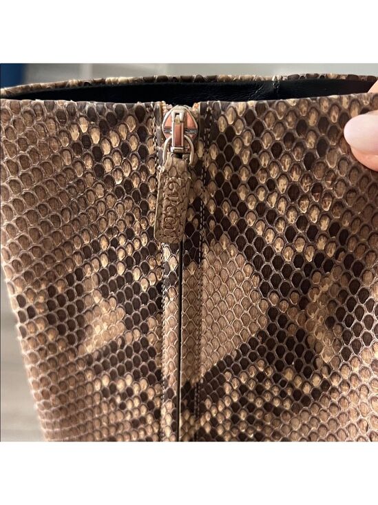 Gucci Snake-Print Over-the-Knee Boot horsebit hardware Brown Taupe size 37.5/ 7 - Picture 6 of 14
